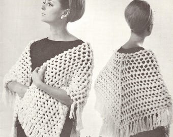 Vintage Fringed Stole Knitting pattern in PDF instant version , PDF downloadable