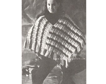 Vintage Mexican Poncho knitting pattern in PDF instant download version , PDF downloadable