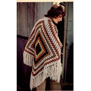 Vintage Tri-Square Shawl crochet pattern in PDF instand version , PDF downloadable