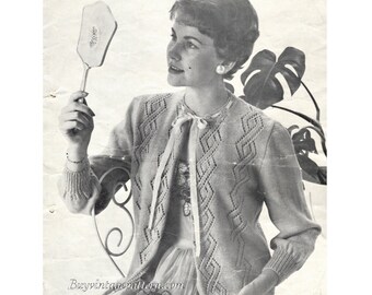 Vintage lady’s Vanity bed-jacket knitting pattern in PDF instant download version , Downloadable PDF