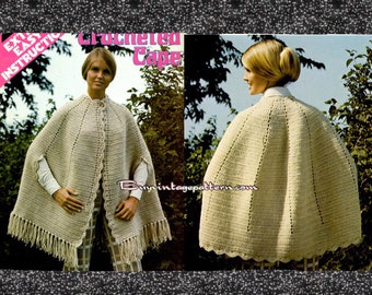 Vintage Cape Crochet pattern in PDF instant download version , PDF downloadable