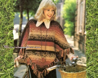 Vintage Poncho knitting pattern in PDF instant download version , PDF downloadable