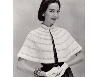 Vintage Glamour Cape Knitting pattern in PDF instant download version , PDF downloadable