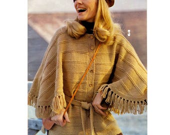 Vintage Cape Jacket Knitting pattern in PDF instant download version , PDF downloadable