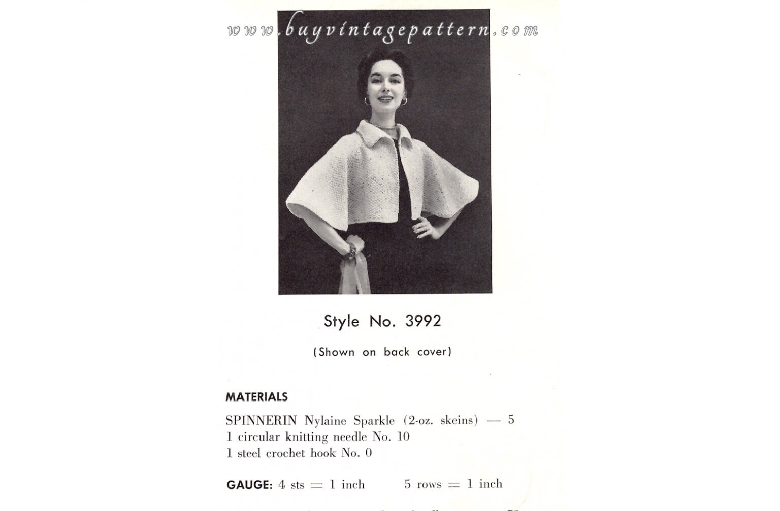 Vintage Cape Knitting Pattern in PDF Instant Download Version , PDF ...