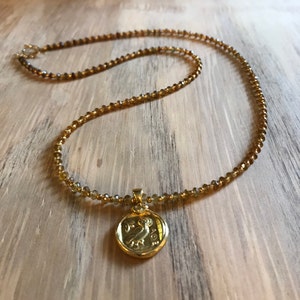Turmalin Hombre Halskette Gold Münze Anhänger