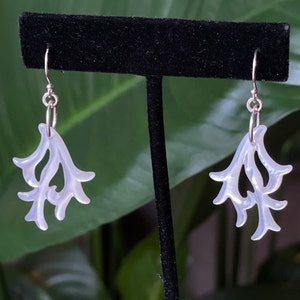 Coral Branch, White, Mother of Pearl Earrings