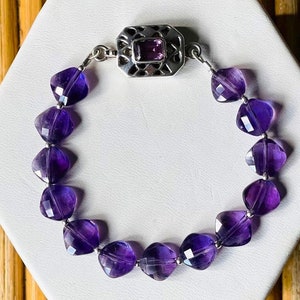Amethyst Bracelet Silver and Amethyst Clasp