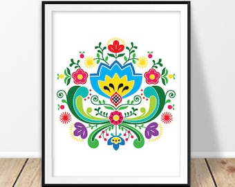 Wall art prints, Norwegian print, Norway poster, Rosemaling, Scandinavian design, Europe folk, Embroidery wall art download, Nordic pattern