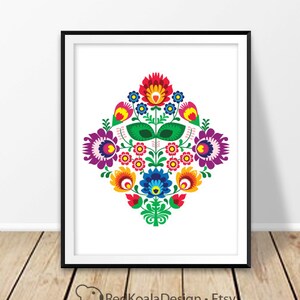 Digital download print, Bedroom prints, Polish folk art, Folk art prints, Folk pattern, Folk wall art, Poland art, Decor art, Wycinanki