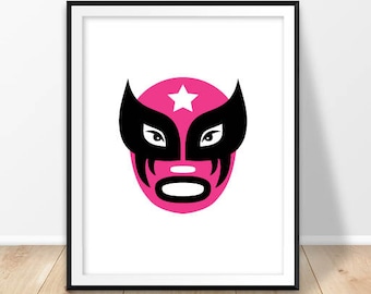 Luchadora pirnt, Lucha libre mask, Lucha Woman, Luchador home decor, Gift for her, Mexican wrestling print, Digital prints, Printable poster