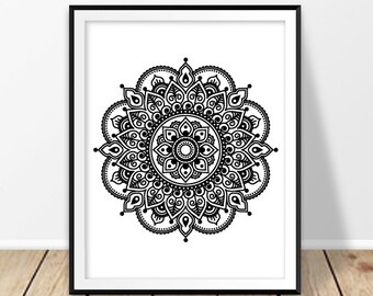 Home decor prints, Mandala print, Mandala poster, Boho wall art, Mehndi decor, Yoga poster, Digital download, Bohemian wall art, Namaste