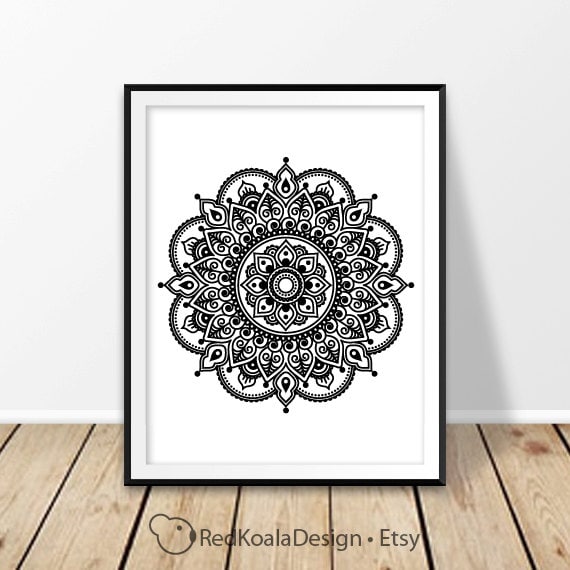 Home decor prints, Mandala print, Mandala poster, Boho wall art, Mehndi decor, Yoga poster, Digital download, Bohemian wall art, Namaste