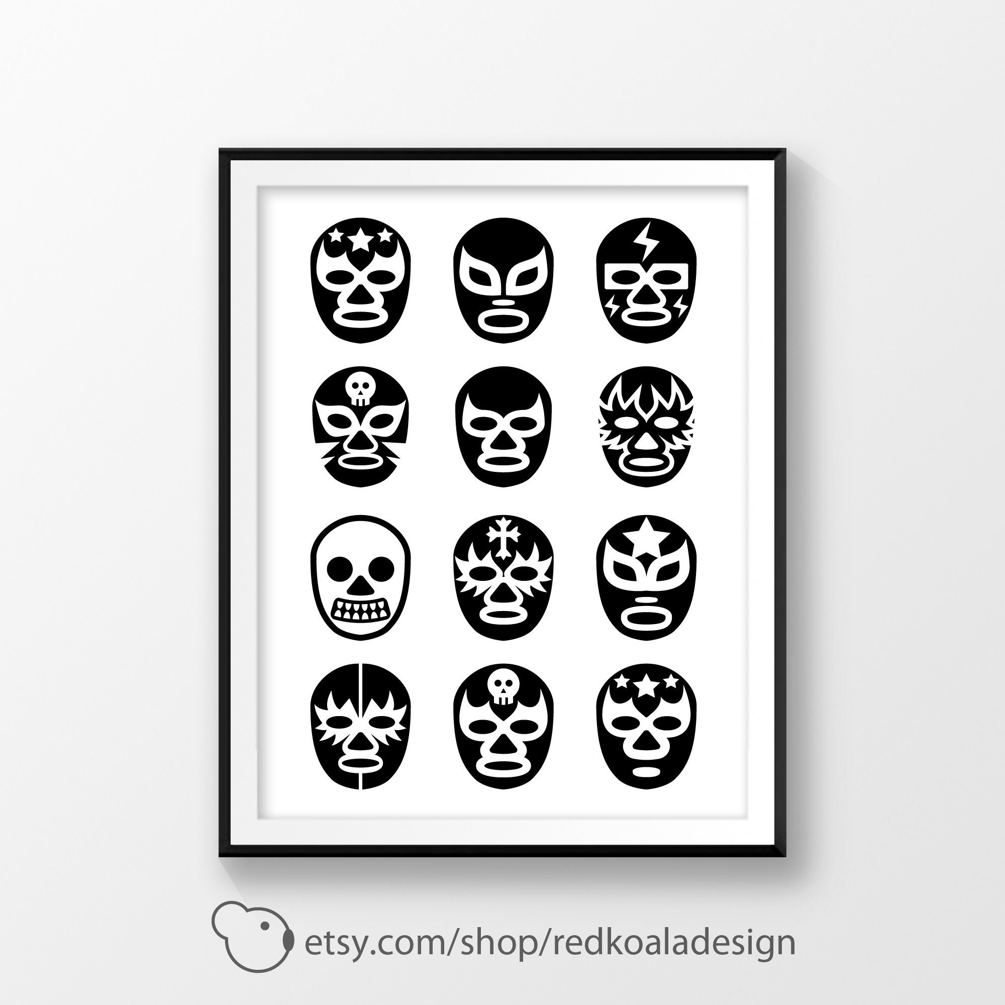 printable-poster-digital-download-lucha-libre-masks-luchador-mask-print-mexican-wrestling-mexico-wall-art-for-him-black-and-white-etsy