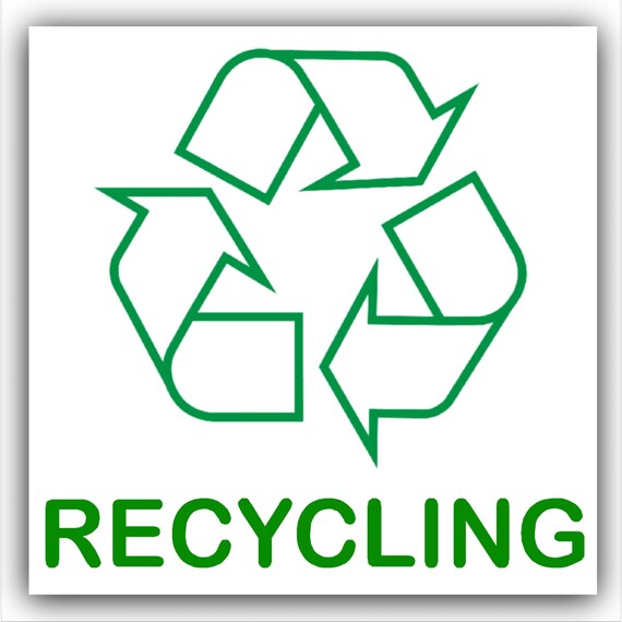 Recycling Recycle Adhesive Bin Sticker With Recycling Logo Etsy