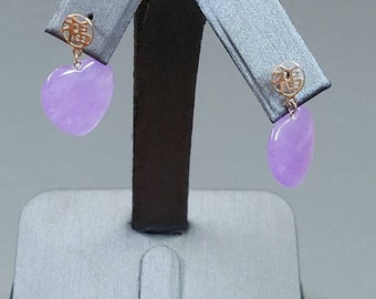 14k gold purple Jade earrings