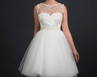 short wedding dress, tulle wedding dress, reception dress, simple wedding dress, bridal dress, unique wedding dress, wedding dress