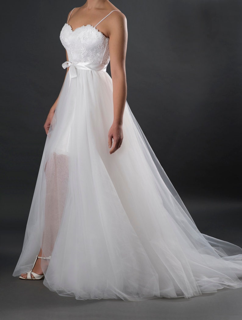 Long tulle skirt, Bridal tulle overskirt, wedding overskirt, detachable overskirt, bridal overskirt, bridal skirt, wedding dress image 4