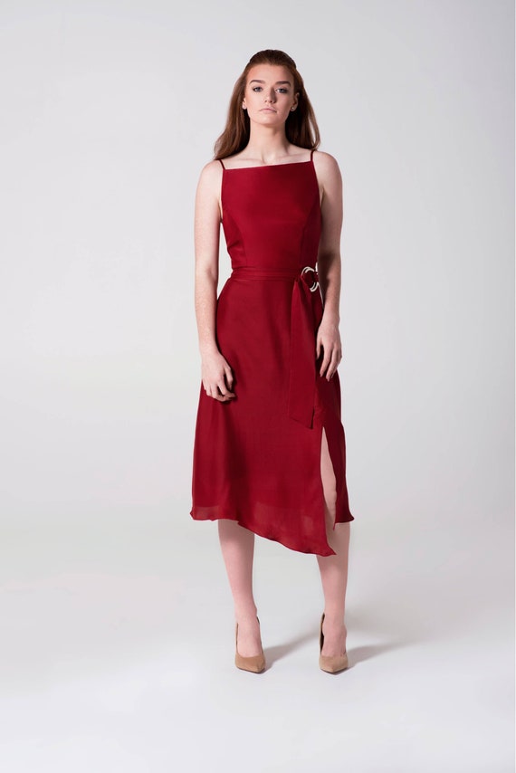 red midi dress wedding guest