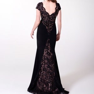 evening dress, evening gown, black lace dress, black maxi dress, black formal dress, lace dress, maxi dress, black dress image 3