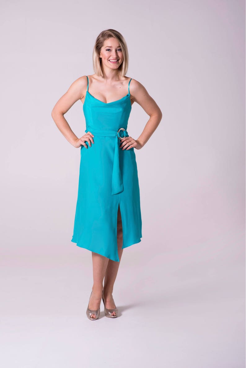 Teal Knee Length Dresses