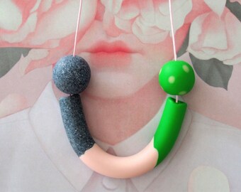 Handmade Polymer Clay Necklace Red Bead U El Salvador Collection