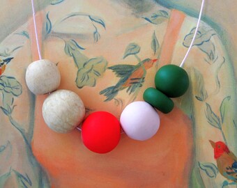 Handmade Polymer Clay Necklace - El Salvador Collection - Six Bead Blush