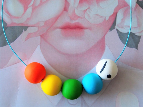 Handmade Polymer Clay Necklace Red Bead U El Salvador Collection