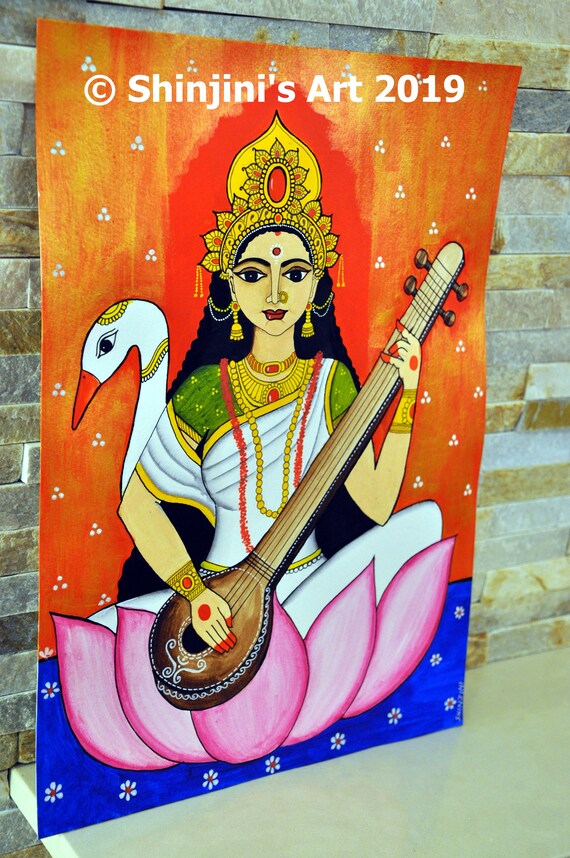 Buy Saraswati Painting Online In India - Etsy India