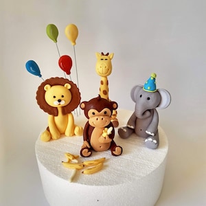 Jungle Animals Fondant Cake Toppers Safari Animals Safari Baby Shower Edible Cake Toppers Jungle Themed Party First Birthday Cake Decoration