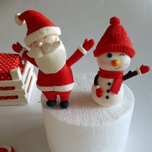 Christmas Santa and Snowman Fondant Cake Topper Edible Christmas Cake decoration Christmas Tree Presents Reindeer Candy Toppers Handmade