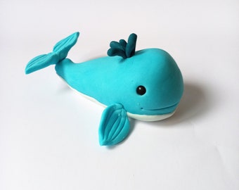 Whale Fondant Cake Topper, Under the Sea Party Decoration, Sea World, Sea Shells Fondant Decoration, Baby Shower Topper, First Birthday