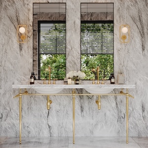 Gold Wall-Mount Console Sink Base, Brass Edwardian Sink Base, Gold Sink Base, Baroque Sink Base, 32 inch vanity base, Custom Vanity Base