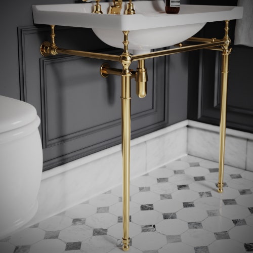 Unlacquered Brass Console Vanity Etsy