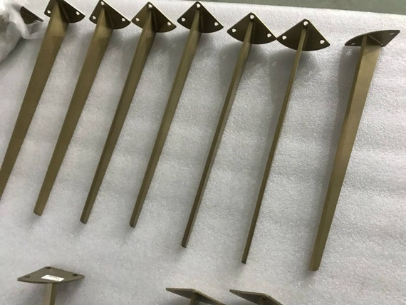Brass Plated Metal Furniture Legs, 16'' Tapered Table Legs, Set of 4