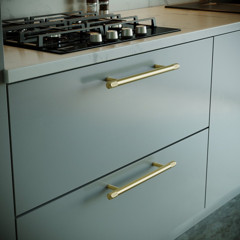 Knurled Gold Kitchen Knobs Knurled Brass Handles Etsy