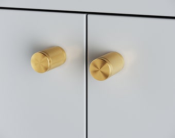 Perillas de cocina de oro moleteado, manijas de gabinete de latón moleteado, manijas de puerta de reemplazo, barra de tracción de latón moleteado, perillas moleteadas con corte de diamante