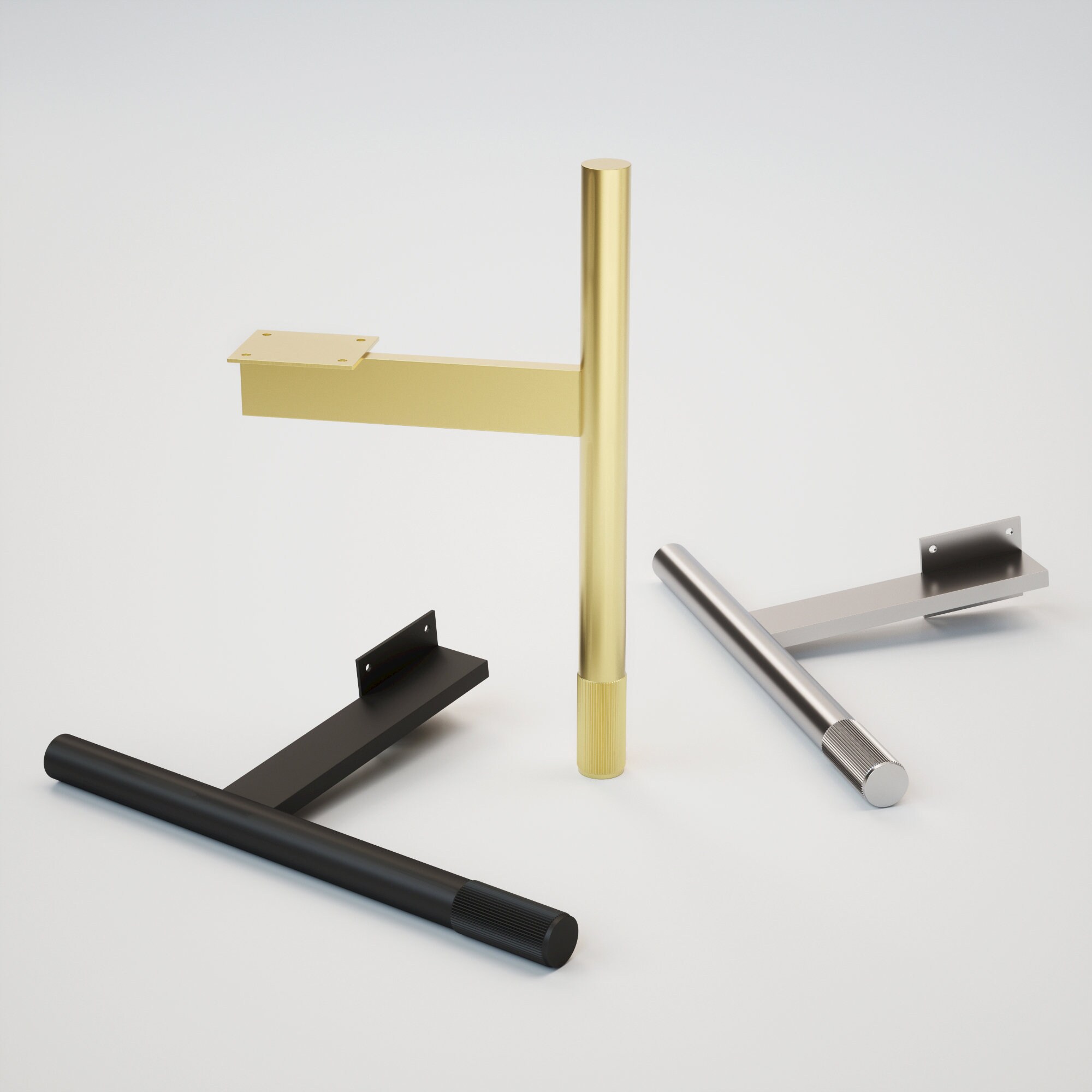 Set of 4 Brass Linear Knurled Legs Brass Furniture Etsy