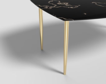 Set of 4 Brass Tapered Metal Table Legs, 28'' Mid Century Bench Legs