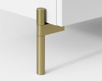 Juego de 4 patas de gabinete moleteado de latón, patas de muebles de latón, patas de banco de metal, patas de gabinete de oro, patas de muebles de reemplazo, patas de gabinete