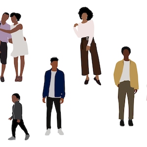 Flat Vector People Pack [Family] - Clipart AI EPS PNG Human Person Man Woman Children Illustration Cutout for Visualization