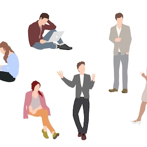 Flat Vector People Pack [Office Modern / Students]  - Clipart AI EPS PNG Human Person Man Woman Illustration Cutout for Visualization