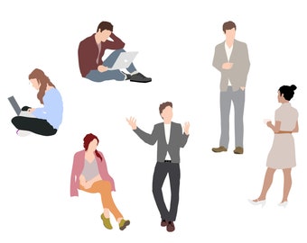 Flat Vector People Pack [Office Modern / Students]  - Clipart AI EPS PNG Human Person Man Woman Illustration Cutout for Visualization