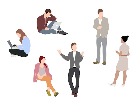 Flat Vector People Pack office Modern / Students Clipart AI EPS PNG Human  Person Man Woman Illustration Cutout for Visualization - Etsy Canada