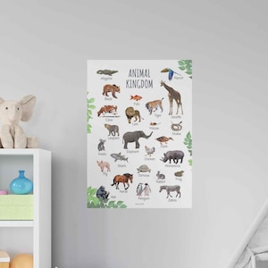 Educational Posters Wild Animals Poster Animal Kingdom Poster Animal Montessori Posters Classroom Decor Nursery Decor Digital Download