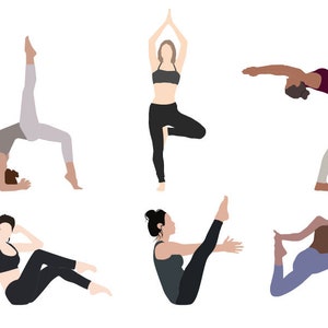 Flat Vector People Pack [Yoga Exercise] - Clipart AI EPS PNG Human Person Woman Illustration Cutout Visualization