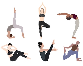 Flat Vector People Pack [Yoga Exercise] - Clipart AI EPS PNG Human Person Woman Illustration Cutout Visualization