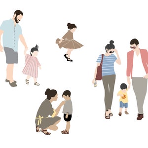 Flat Vector People Pack [Family Outdoor] - Clipart AI EPS PNG Human Person Man Woman Children Illustration Cutout for Visualization