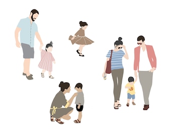 Flat Vector People Pack [Family Outdoor] - Clipart AI EPS PNG Human Person Man Woman Children Illustration Cutout for Visualization