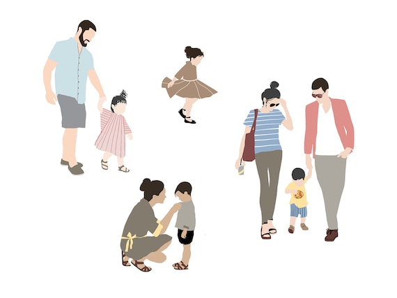 Flache Vektor Menschen Pack Familie Outdoor Clipart Ai Eps Etsy